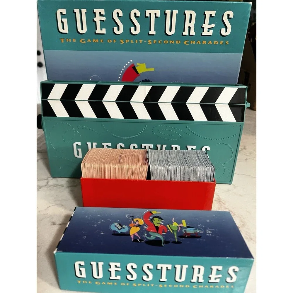 Vintage 1990 Milton Bradley Guesstures Complete Working Board Game Sealed Crayon